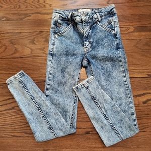 Free People Riley Acid Wash High Rise Seamed Skinny Jeans (Size 24)